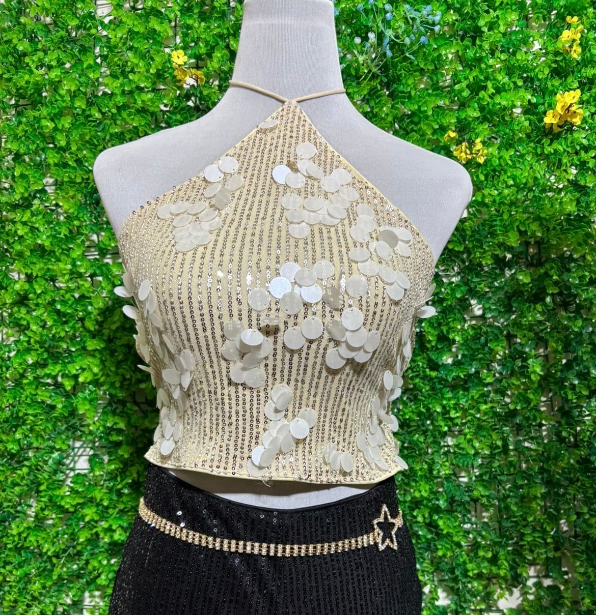 Top Lentejuelas Beige