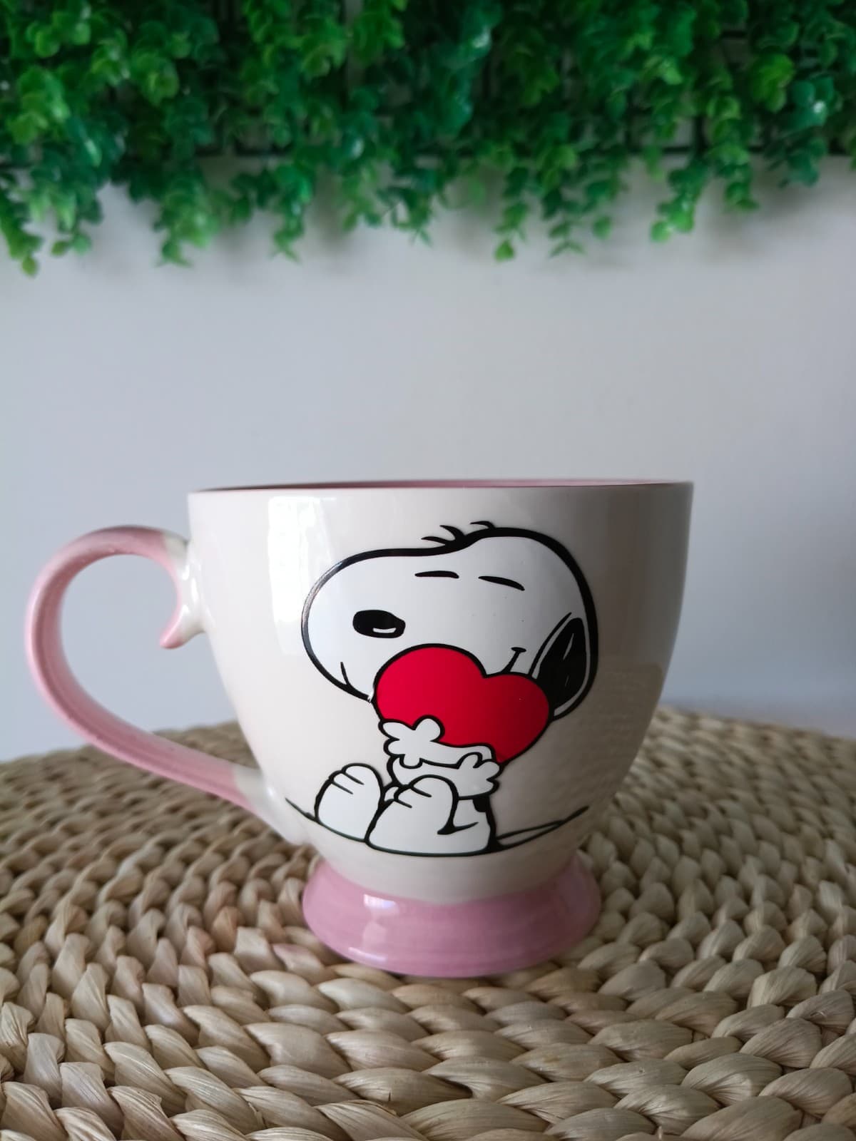 Tazón Snoopy blanco/rosa