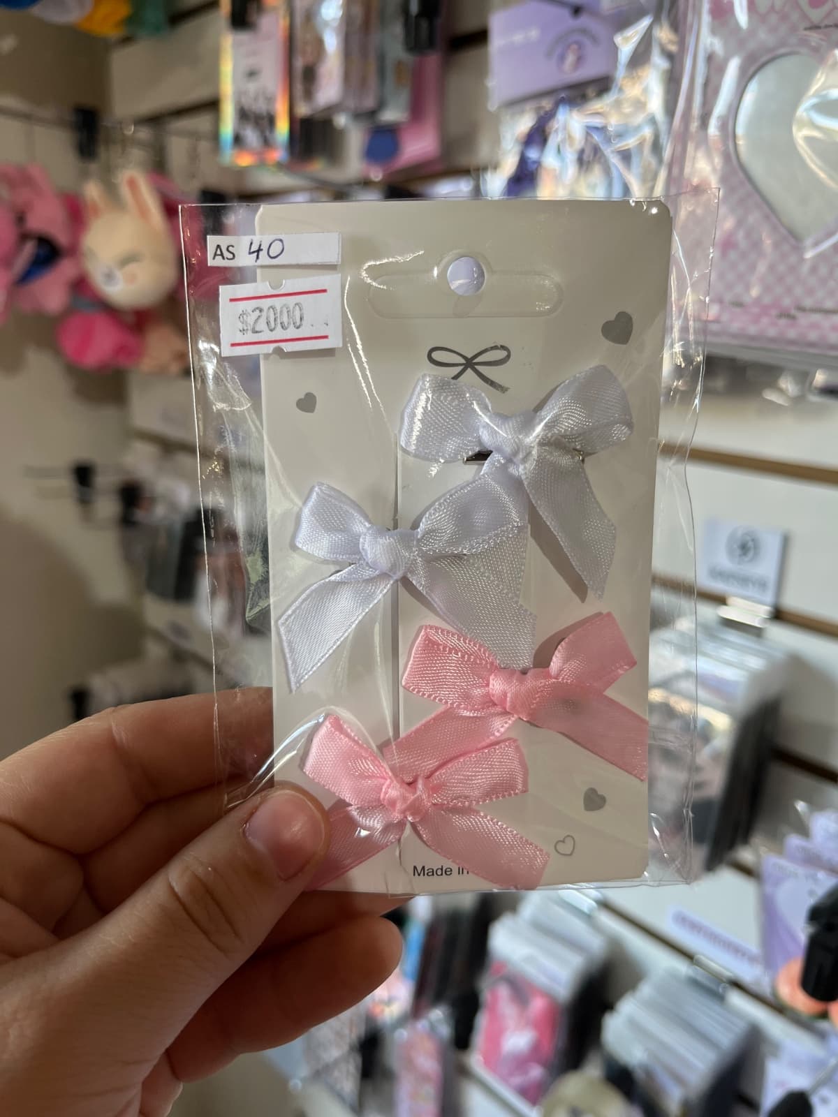 set pinches lazos blanco y rosado 