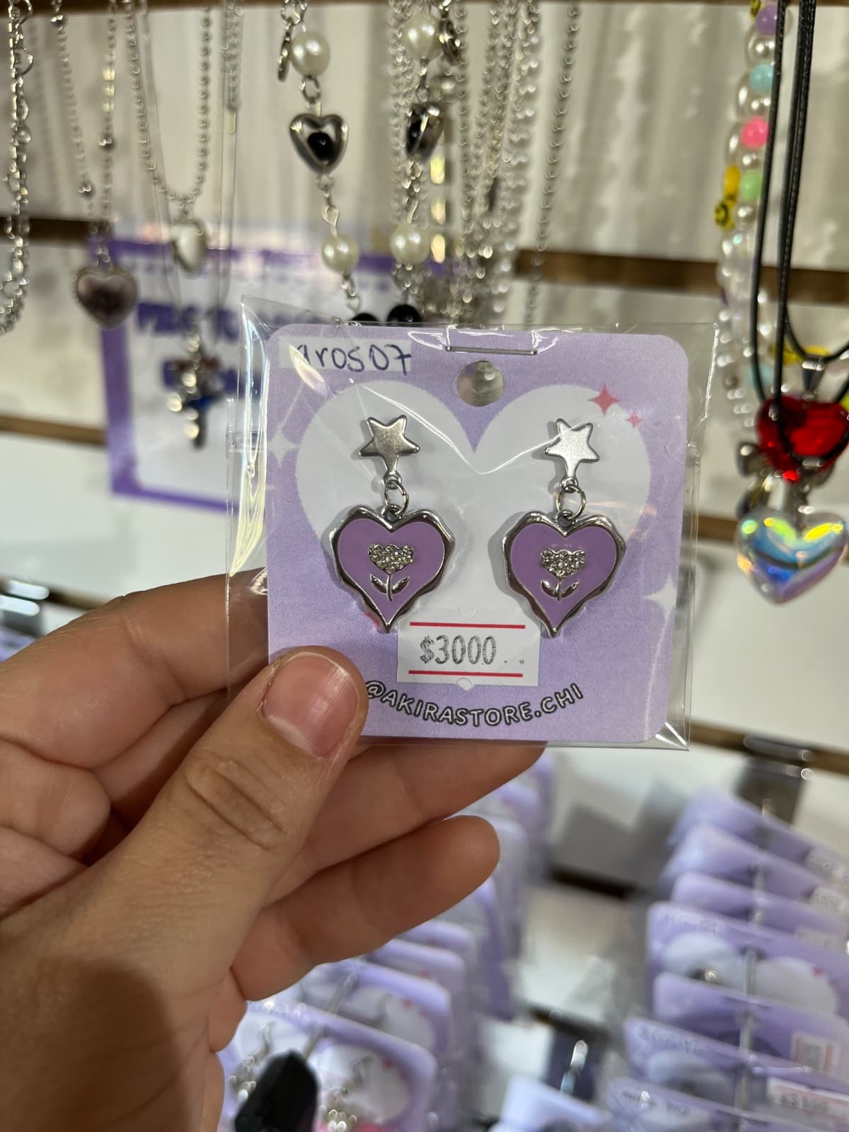 aros corazón morado 