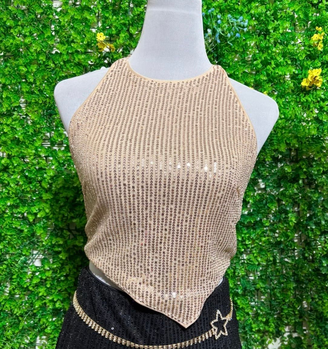 Top Lentejuelas Champán 