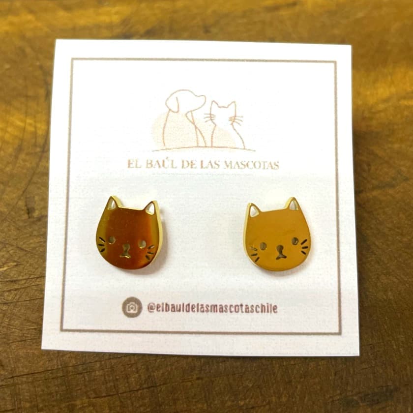 Aros carita gatito dorado