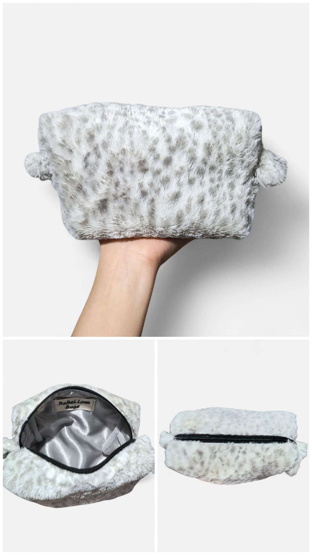 Estuche grande de tela peludita artesanal