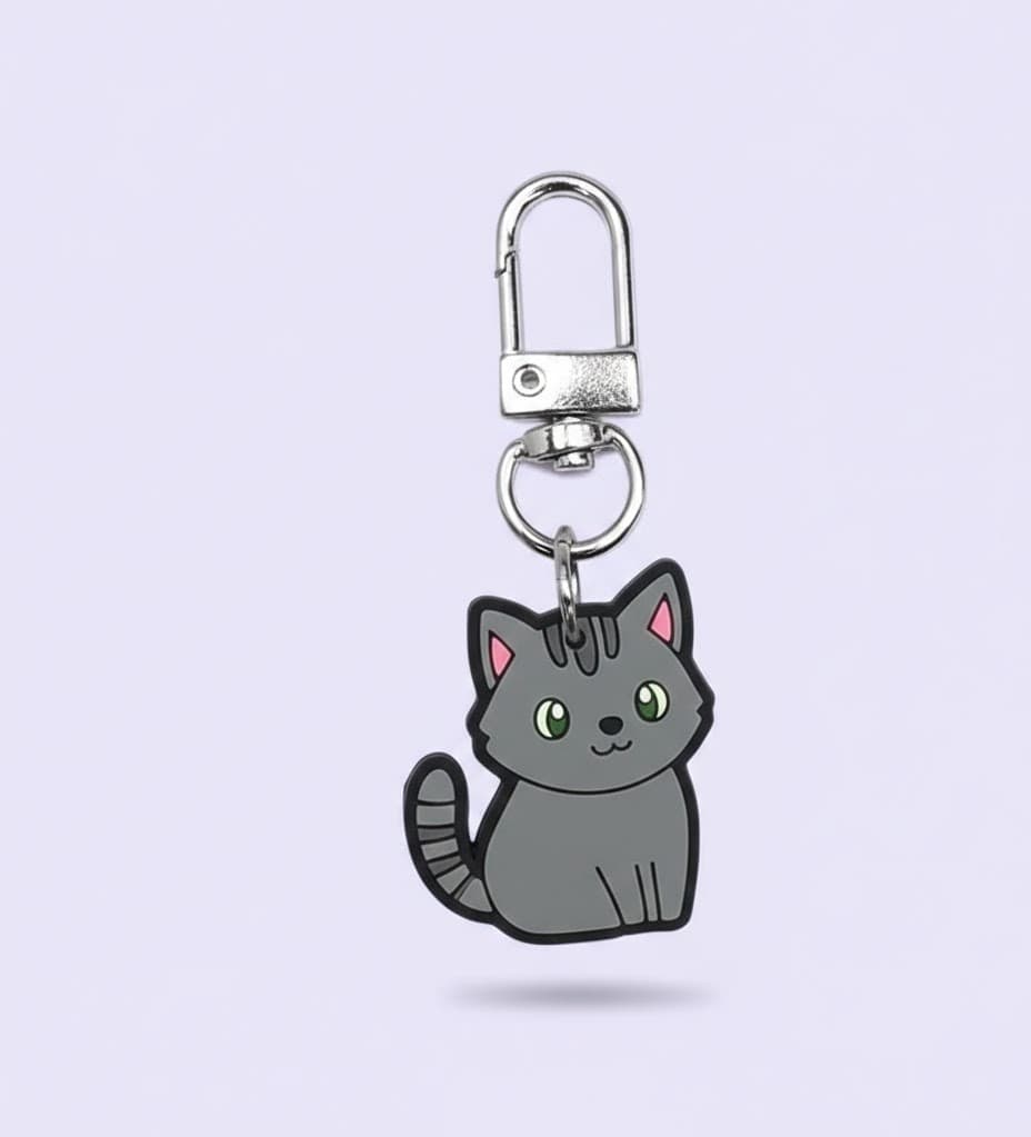Llavero gatito gris oscuro