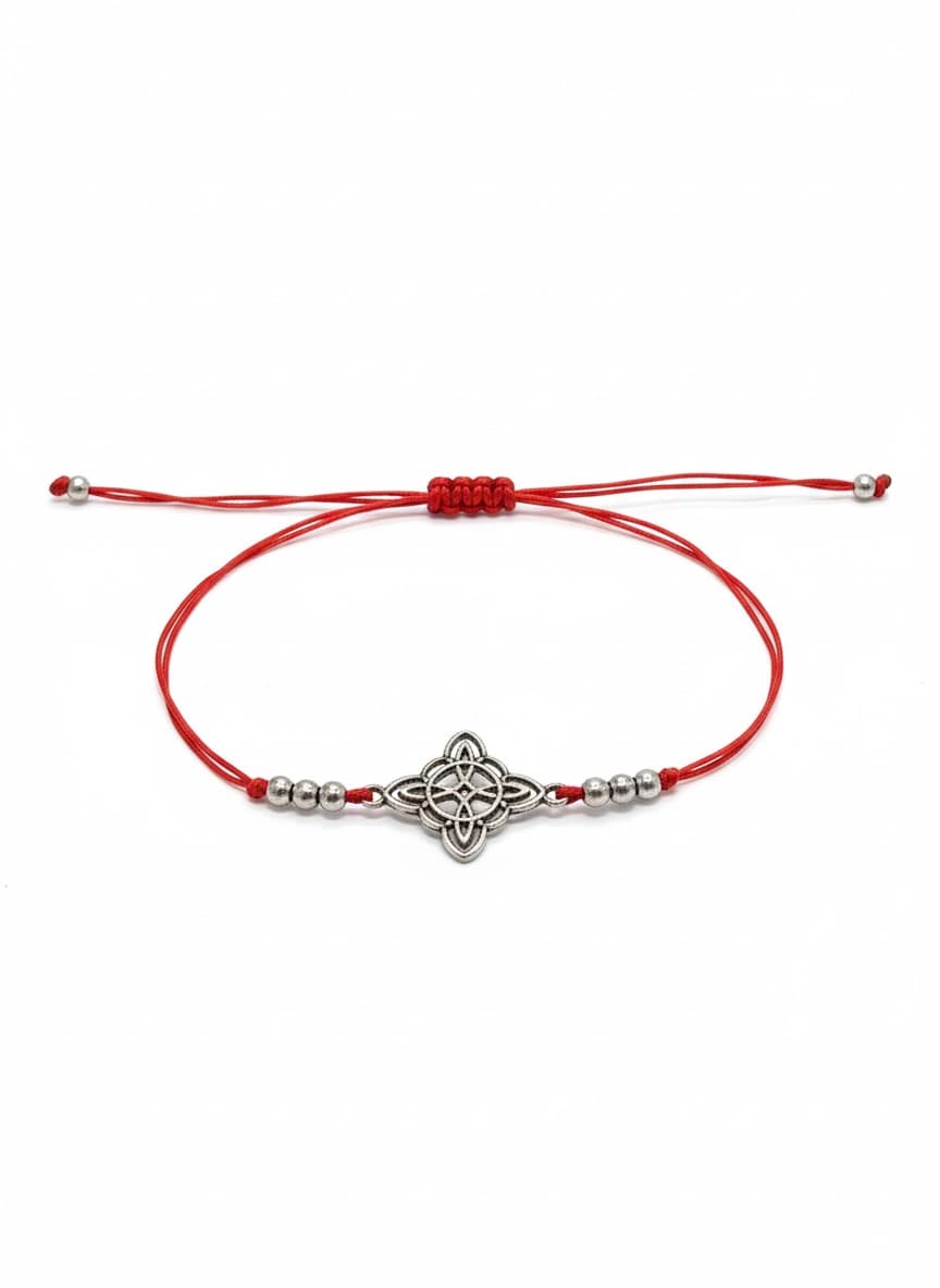 Pulseras rojas con dije de nudo de bruja