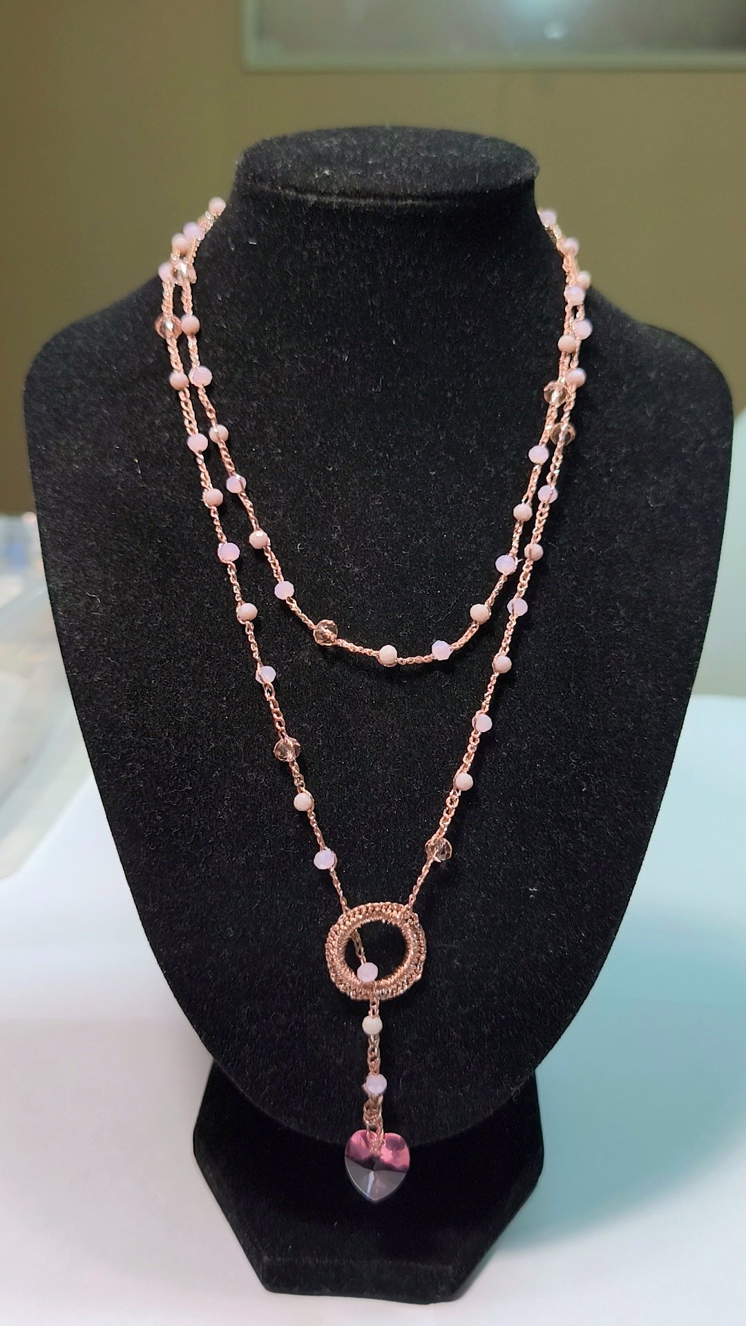 Collar corazón rosa