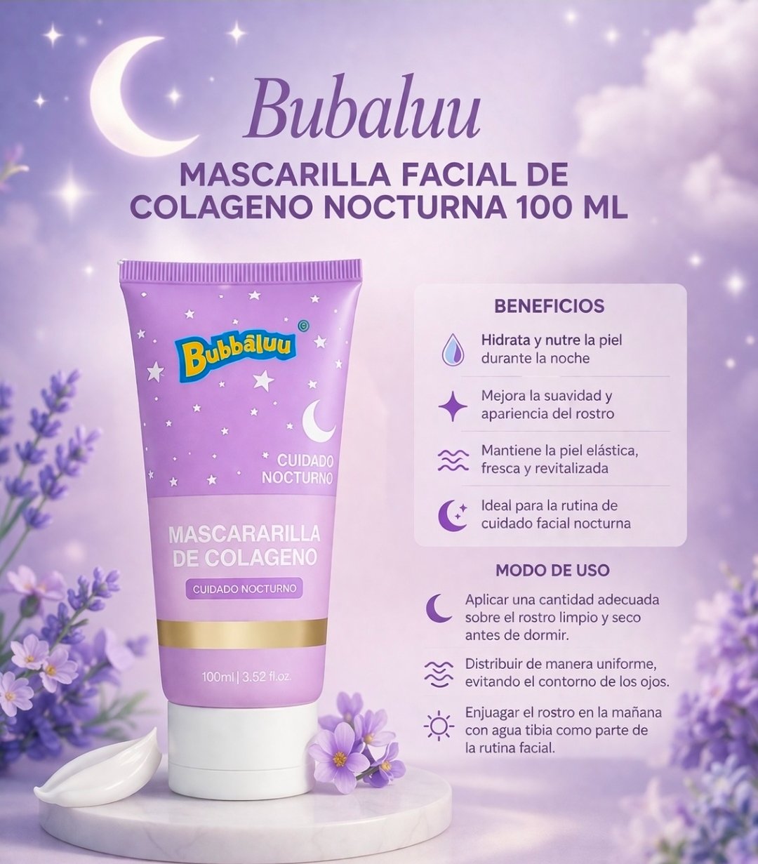 Mascarilla facial de Colágeno nocturna.