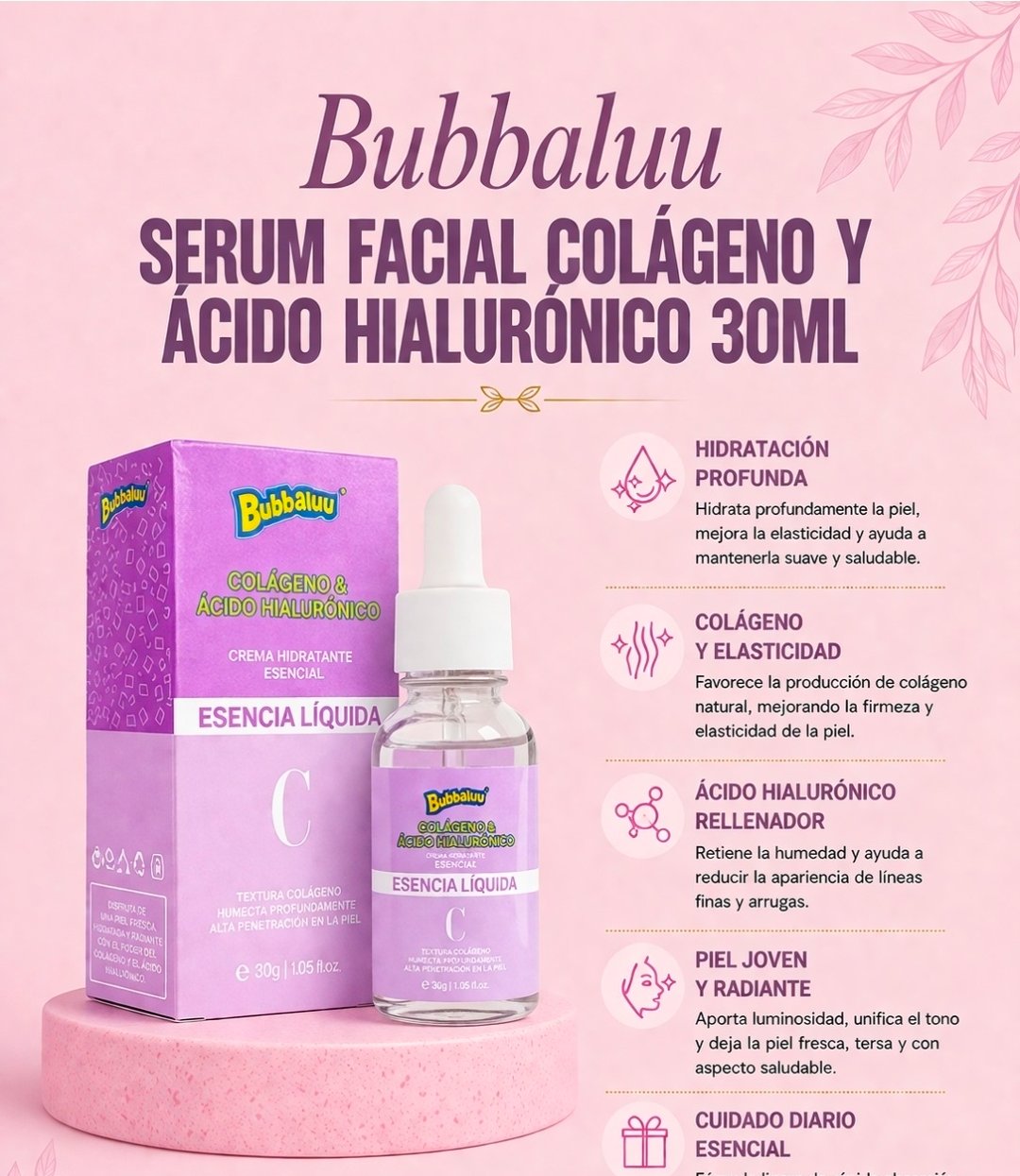 Sérum facial colágeno y Ácido Hialurónico. 1