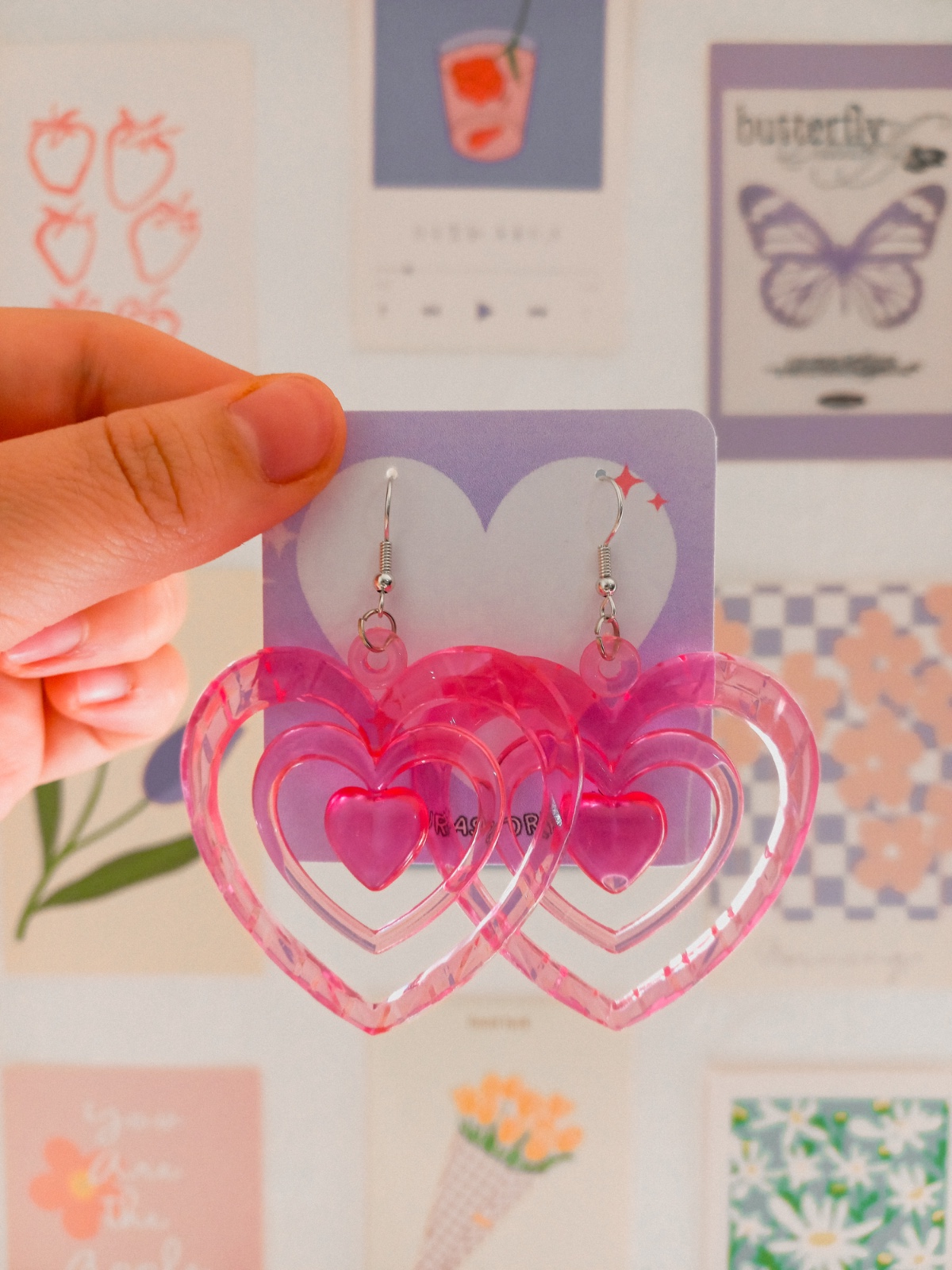 aros corazón rosado grande