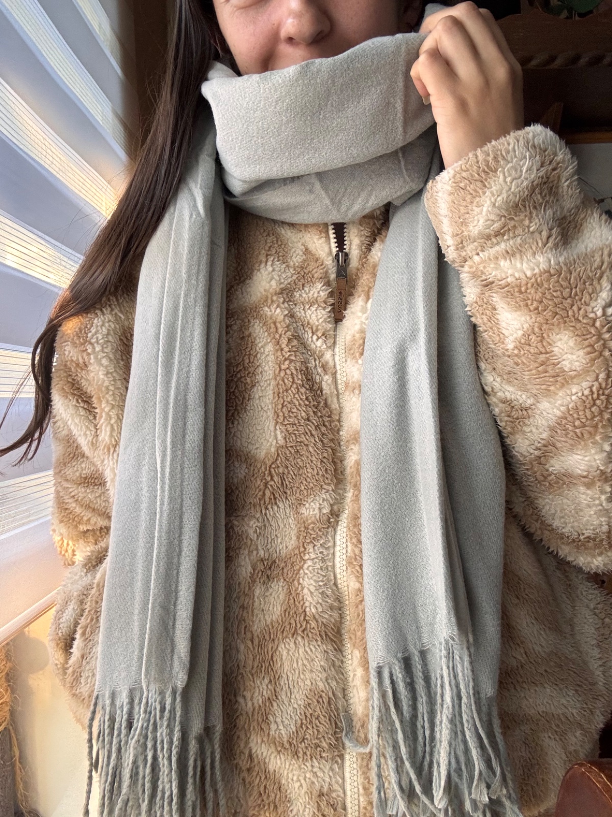 Bufanda cashmere gris claro 