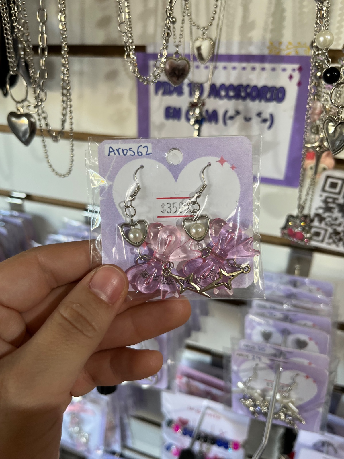 aros lazo rosado largos