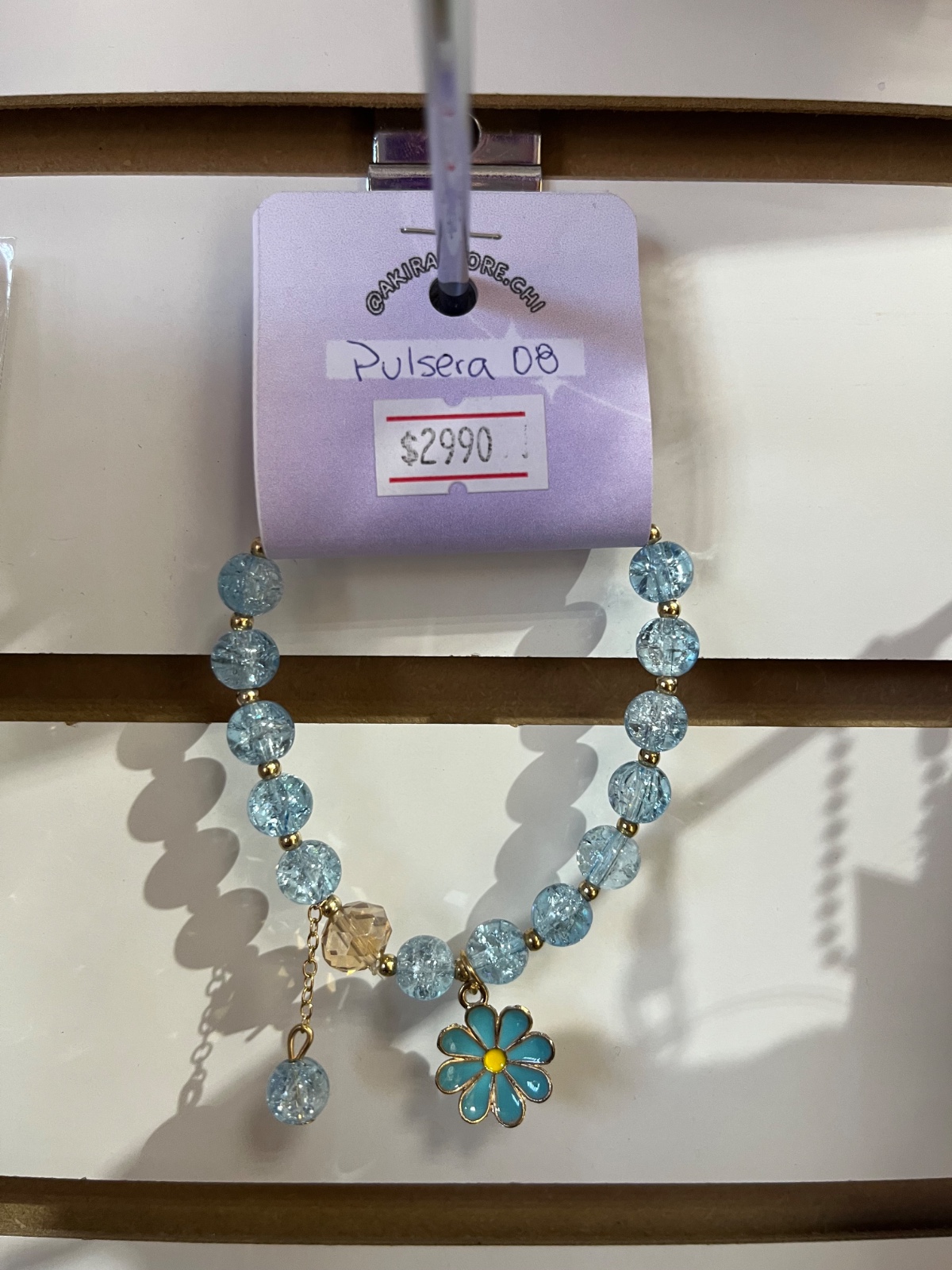 pulsera flor celeste