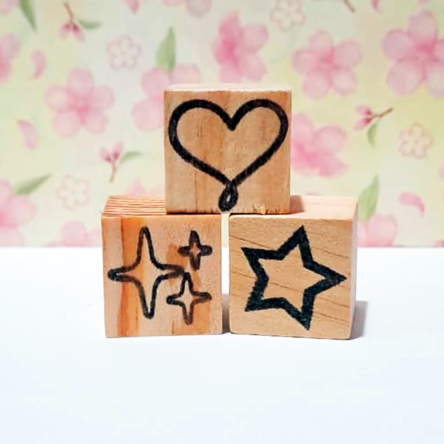 Set mini timbres de corazón, destellos y estrella