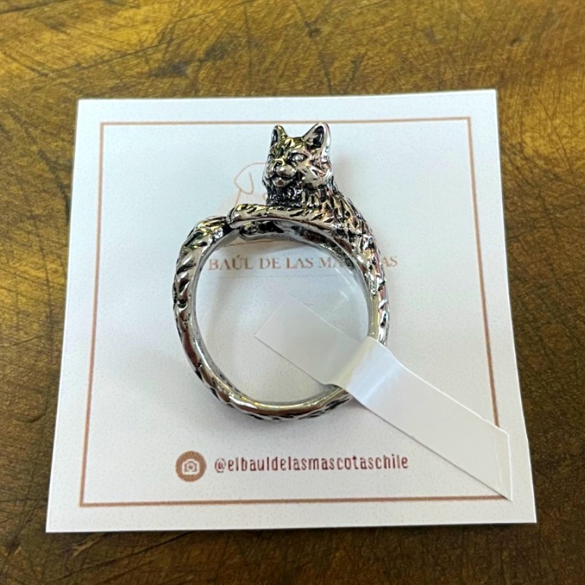 Anillo gatito plateado